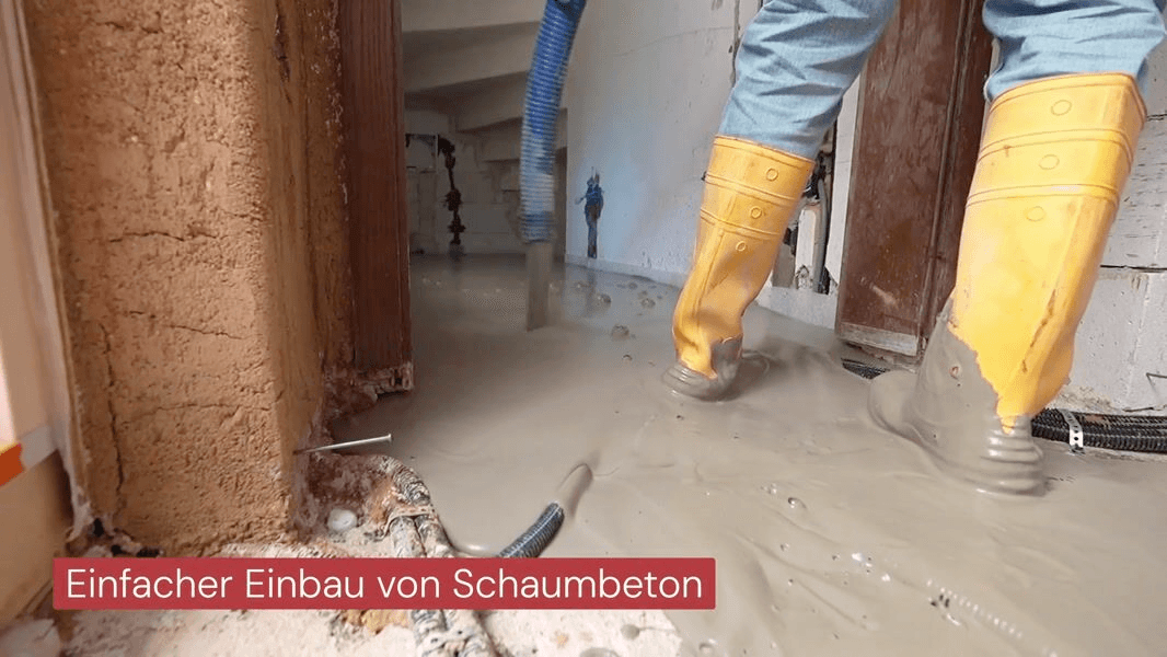Schaumbeton Einbau unter Estrich (detailliert)